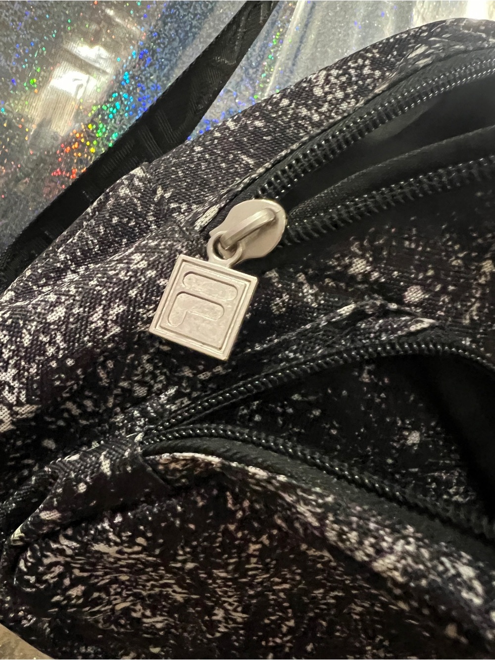 FILA Mini Backpack Black Splatter Print Small Travel Bag Adjustable Straps - Picture 8 of 8